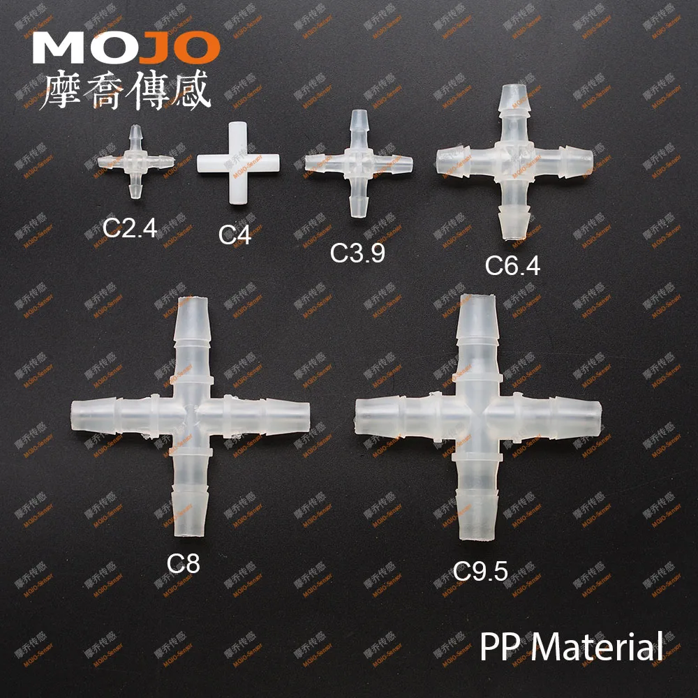 Free shipping!(100pcs/Lots) MJ-C9.5 PP material multiple pass pipe connectors 9.5mm four way