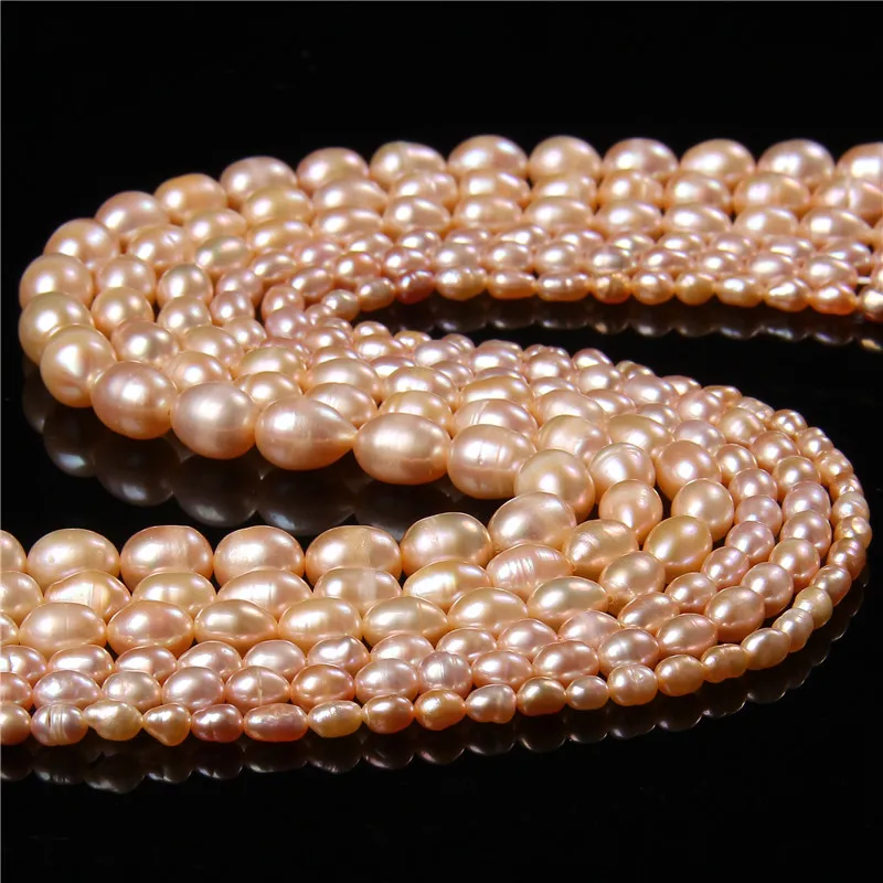 3-9mm Oval Natural Pearls Beads Rice Shape Freshwater Punch Pearl Beads For Jewelry Making Bracelet Necklace DIY Accessories 14