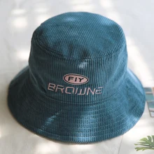 Женские корейские шляпы-Котелки с вышитыми буквами для девочек; вельветовые кепки в рыбацком стиле для студентов; сезон осень-зима