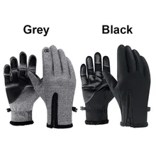 Теплые перчатки унисекс, Нескользящие, кожаные, зимние, теплые, для спорта на открытом воздухе, водонепроницаемые, ветрозащитные, индукционные перчатки