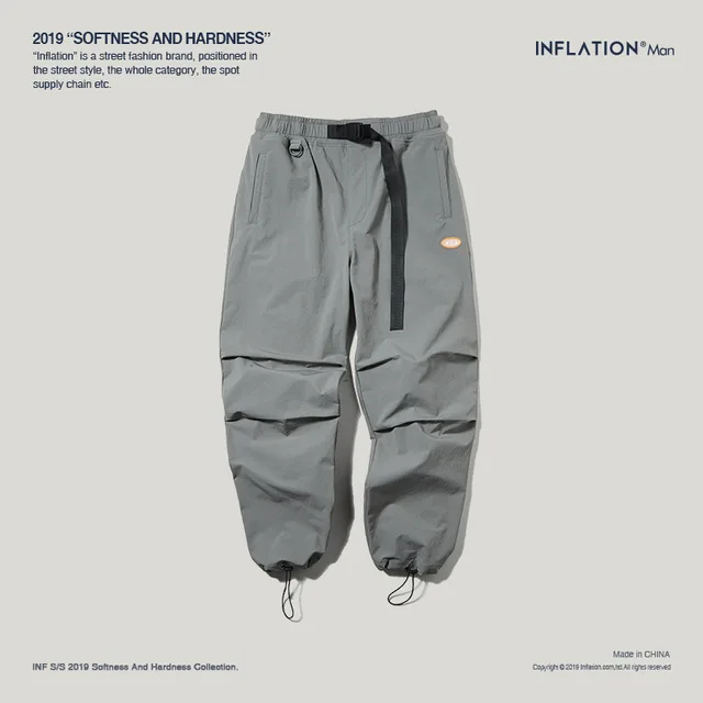 INFLATION осень зима брюки карго мужские уличные хип-хоп Панталоны мужские брюки свободные брюки с эластичной талией 93304W - Цвет: Gray