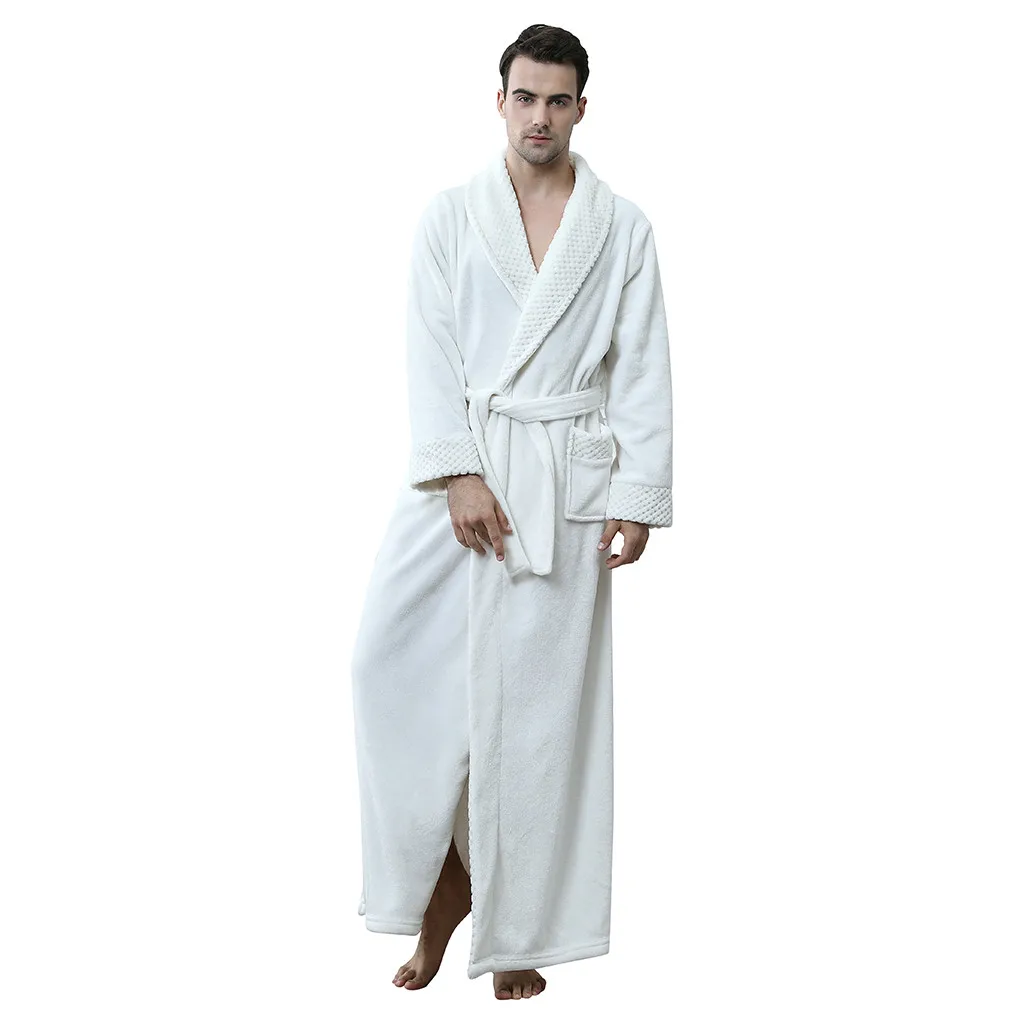 Мужской халат, мужской однотонный плотный бархатный банный халат, халат, пижама, одежда для сна, с карманом, с поясом, Badjas, халат, мужской халат