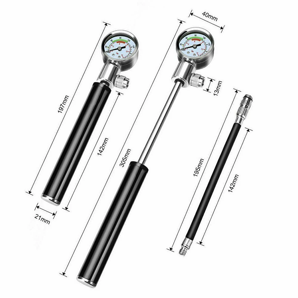 Портативный велосипедный насос с манометром 210 PSI Ручной велосипедный насос Presta и Schrader шаровой дорожный шиномонтажный насос