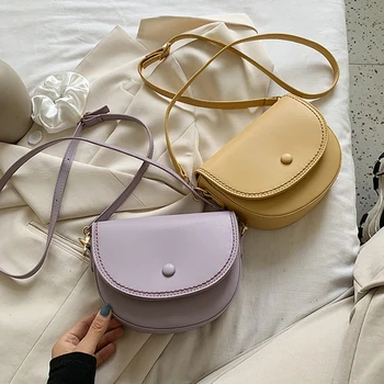 

PU Leather Saddle Bag Crossbody Bags Women 2020 Trend Solid Color Female Handbags Summer Small Purses Cross Body Shoulder Bag