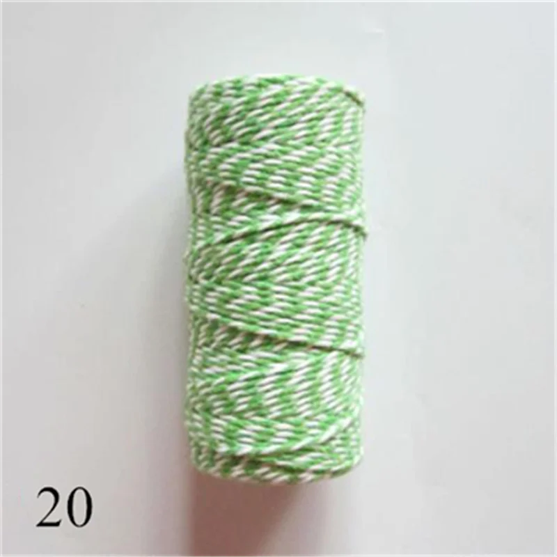 100 м/рулон двухцветный скрученный плетеный трос хлопок DIY ручной вязки шнуры Швейные аксессуары украшения Ремесло 22 цвета - Color: 20