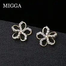 MIGGA серьги-гвоздики в виде цветка с микро-покрытием из кубического циркония, модные женские серьги-гвоздики для девочек золотого цвета, ювелирные изделия