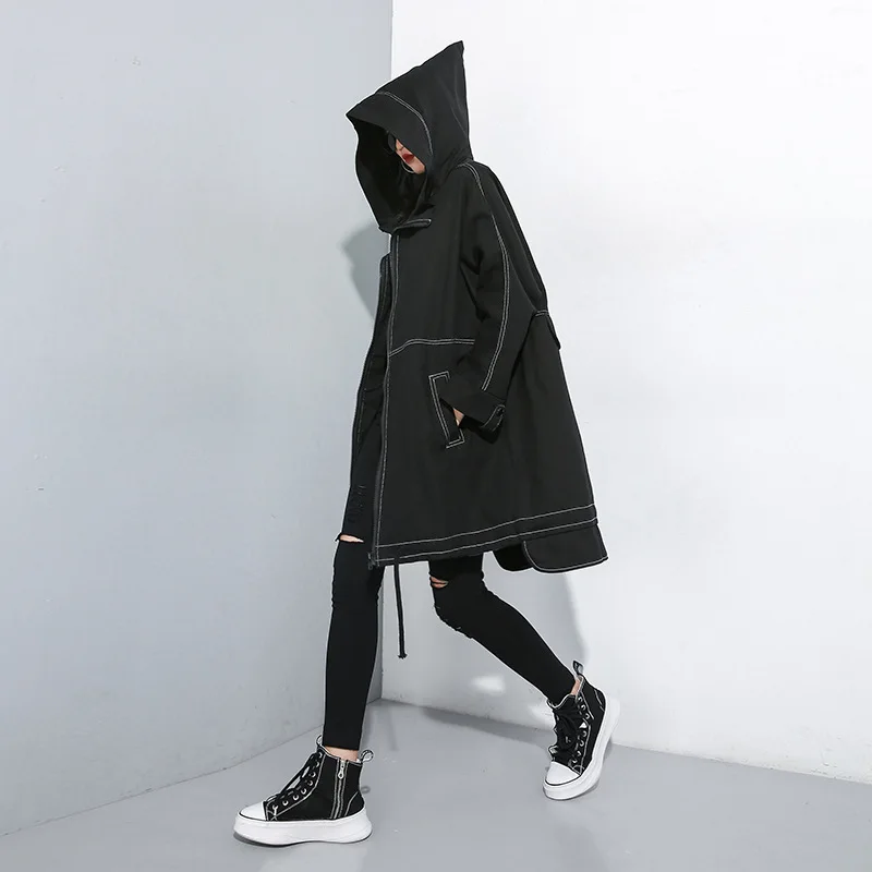 Max LuLu/Осенняя модная Корейская уличная женская одежда больших размеров, Женская ветровка с капюшоном в стиле панк на молнии, Винтажный Длинный плащ