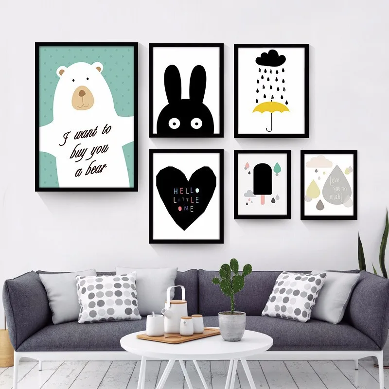 

Northern European-Style Modern Minimalist CHILDREN'S Cartoon Creative Bedroom Hanging Painting Wall Painting Living Room Decorat