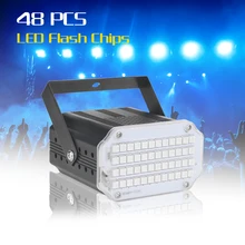 Мини светодиодный светильник для дискотеки 48 светодиодный RGB УФ-белый стробоскопический светильник с музыкальным звуком и активированной вспышкой, сценический светильник, рождественские украшения для дома