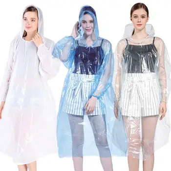 

10Pcs Unisex Disposable Drawstring Outdoor Sports Emergency Raincoat Protection Suit