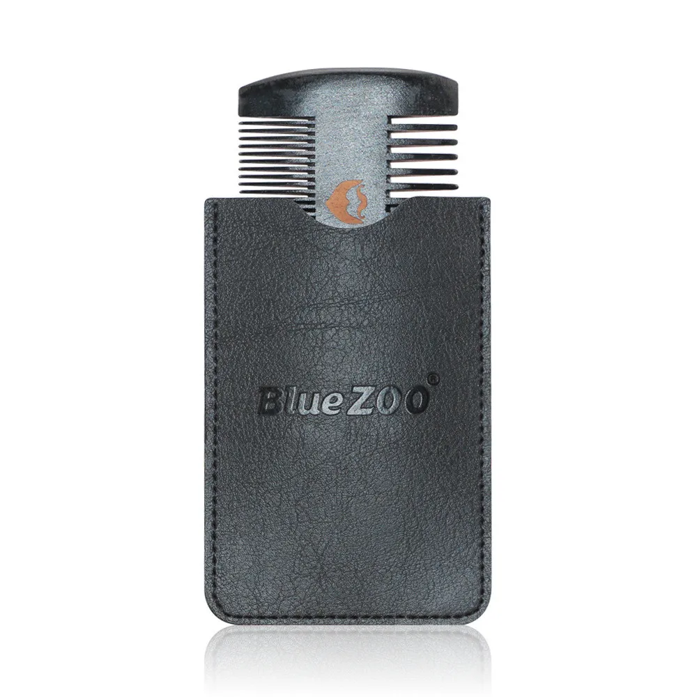 Антистатическая Расческа для бороды, Массажная щетка для волос, инструменты для ухода за волосами для путешествий, натуральная груша, деревянная расческа, двусторонняя расческа - Цвет: BK