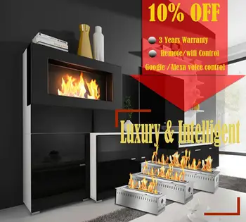 

on sale 48'' stainless steel ethanol fireplace smart burner with remote control inserts
