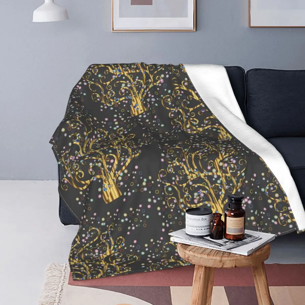 

Gustav Klimt Blankets Flannel Abstract Tree Of Life Warm Throw Blankets for Bedding Couch Bedspread