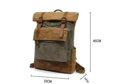 Мужской классический большой ретро рюкзак для путешествий с ремнем, высококачественный водонепроницаемый Зимний школьный рюкзак из восковой ткани, винтажный рюкзак - Цвет: Зеленый