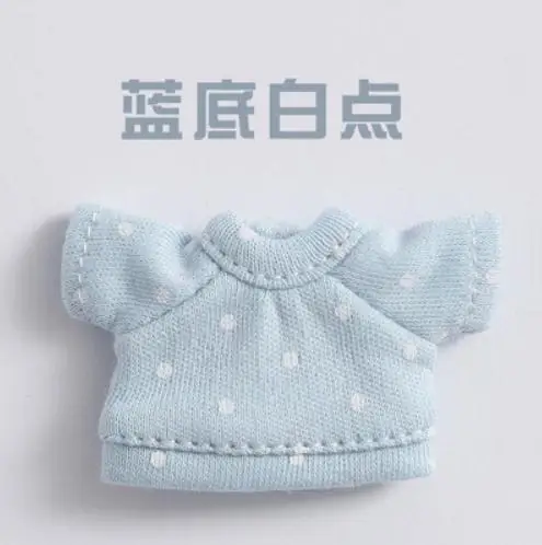 blue white dot Новинка, красивые детские Цвета кукольной одежды короткий рукав Футболка худи для ob11, obitsu11, Молли, 1/12bjd кукольная одежда аксессуары для куклы - Цвет: blue white dot