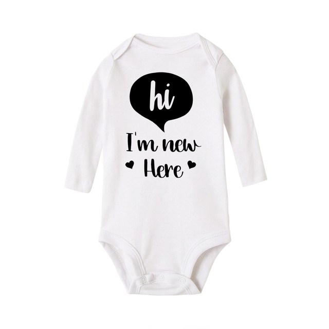I'm New Here Letters Print Newborn Baby Bodysuit Long Sleeve Body Baby Boy s Baby Girl Outfits Clothes