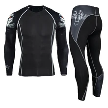 Men's Long Johns Compression Suit Men Crossfit Leggings MMA GYMS T-shirt Trousers Fitness Tights Tracksuit Sportswear For Men