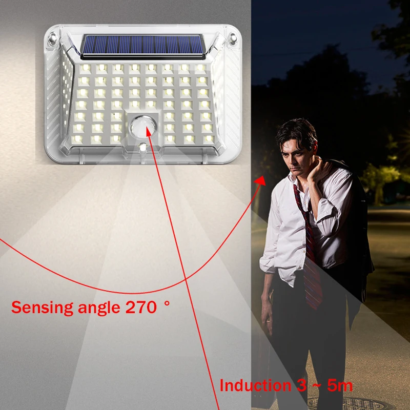 Solar Motion Sensor Outdoor Light 90LED 3 Lighting Mode 5M-Range Induction Cordless Waterproof Garden Yard Security Lamp LI | Лампы и