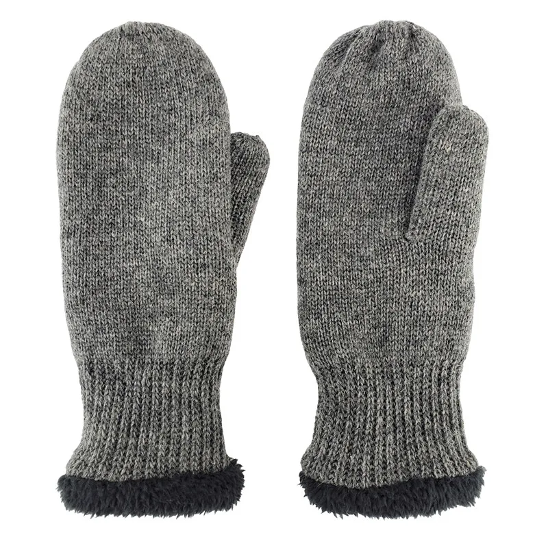 Gray Bruceriver Womens Wool Blend Knit Mittens with Ultra Warm Soft Microfiber Lining - Цвет: Gray