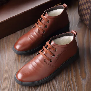 

Winter Boots Men Leather Shoes Warm Cotton Shoes for Cold Winter Men Ankle Boots Brand Man Business Shoes Male Footwear KA2058