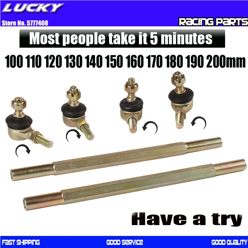 

10mm Ball Joiner Bolt Tie Rod 100 110 120 130 140 150 160 170 180 190 200mm 110cc Quad Dirt Bike ATV Go Kart Dune Buggy