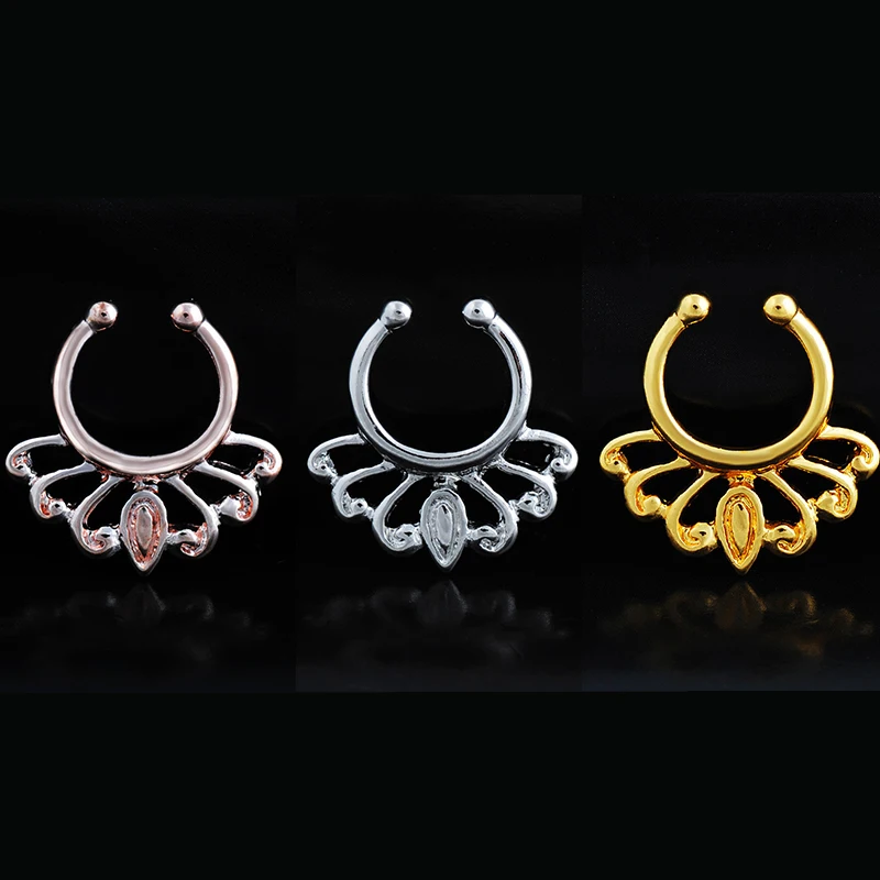 Retro Copper - Plated Phoenix Shaped False Nasal Ring Stainless Steel Nose Woman Sexy Piercing Body Jewelry For Lady | Украшения и