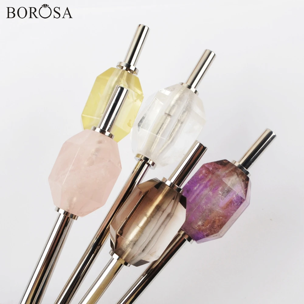 

Трубочки для напитков BOROSA из нержавеющей стали 304, 2 шт., многоразовые трубочки из натурального камня для напитков, бара, вечевечерние, WX1203
