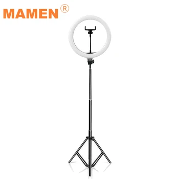 

MAMEN 33/26cm Ringlight with Stand for Phone Dimmable LED Selfie Ring Light with Tripod USB Selfie Light Photography Ring Lamp