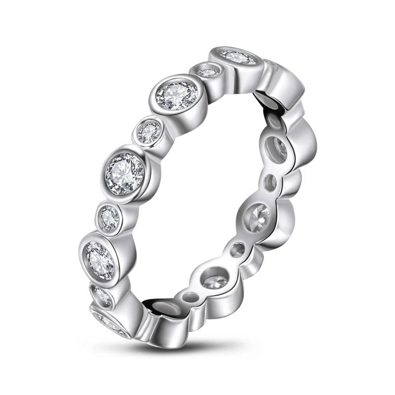 AINUOSHI Мода 925 стерлингового серебра Полный вечность для женщин обручальное кольцо Имитация Алмазный принцесса серебряные обручальные