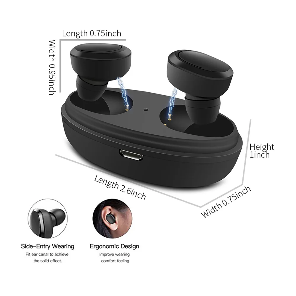 TWS Bluetooth 5,0 гарнитура, наушники, спортивные наушники-вкладыши, беспроводные наушники, стерео басы, беспроводная гарнитура, мини гарнитура, 300 мАч