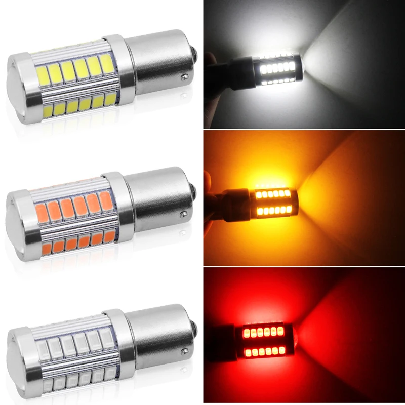 2 шт. стробоскоп мигающий P21W BA15S 1156 вспышка 33 SMD led 5630 авто лампы стоп сигнала лампы дневного света белый красный желтый