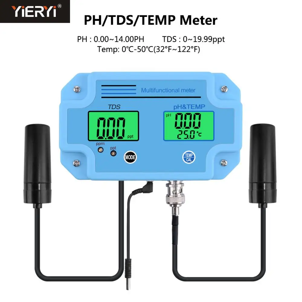 Yieryi PH 2983 디지털 수질 검사기, PH/TDS/Temp 3 in 1 미터, 식수, 수영장, 실험실 장비 도구-PH