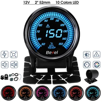 

2" 52mm 10 Color Car Oil Temp Gauge 12V Temperature Pressure Meter Digital LED Readout Display 50~150 Celsius with Mount Bracket