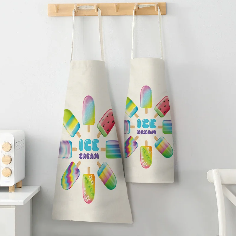 Sweet Donuts Kitchen Aprons for Women Cotton Linen Bibs Household Cleaning Pinafore Home Cooking Apron