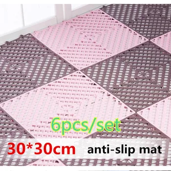 

6pcs/set 30*30cm Anti Slip Bathroom Mat Plastic Shower Carpet Floor Mat Toilet Mat Flexible Splicing Pads Foot Massage Mats