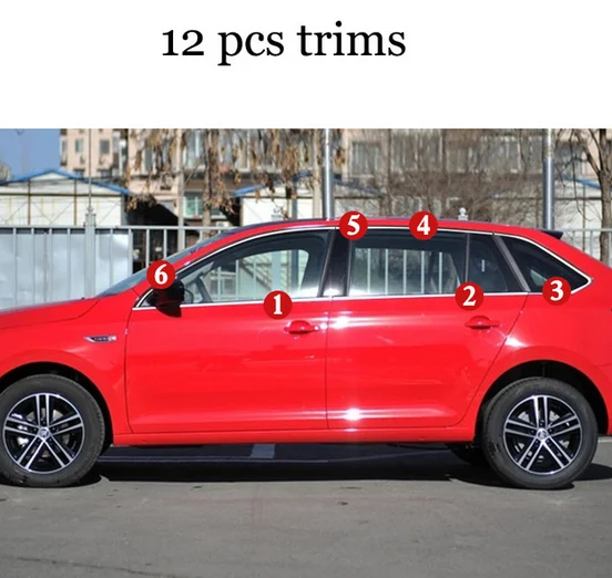 12 pcs Нержавеющая сталь окна автомобиля планки для skoda rapid 2013 - Цвет: 12 pcs
