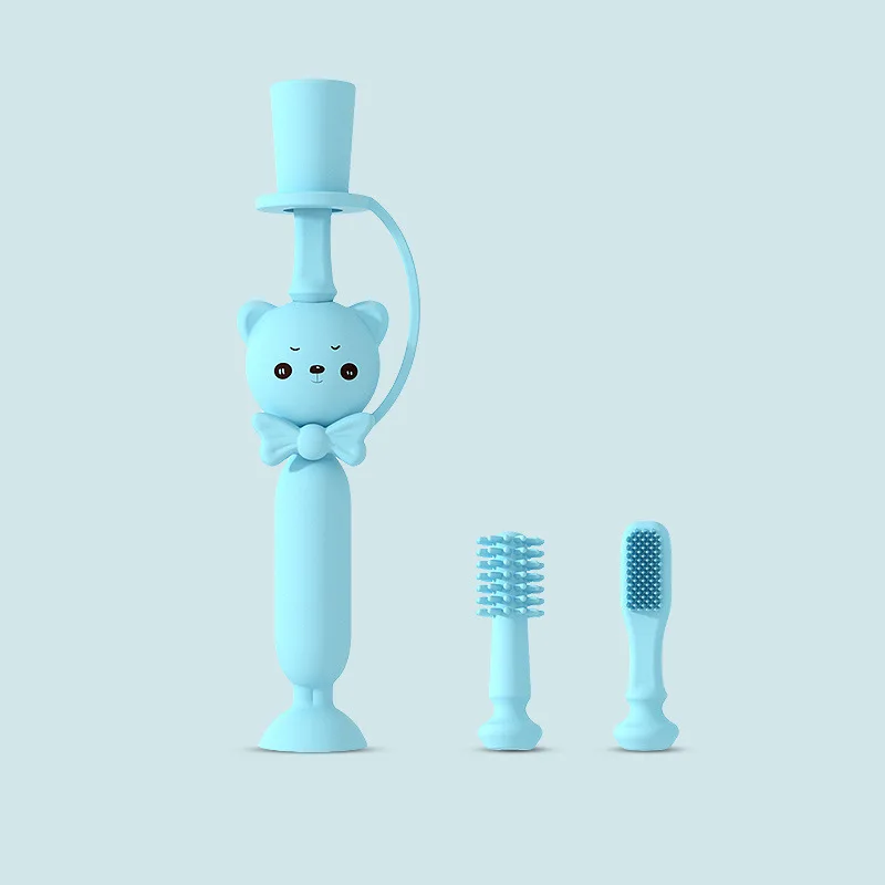 Детские игрушки-прорезыватели с героями мультфильмов, Силиконовая зубная щетка, набор для массажа языка для новорожденных, Прорезыватель для жевания - Цвет: L