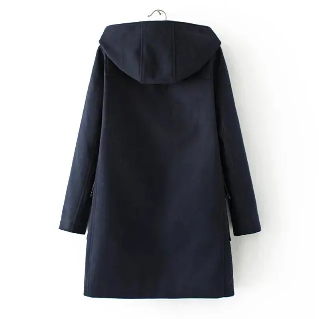 

Winter Thick Mid-length Toggle Woolen Jacket Korean-style Students Woolen Overcoat Hooded Cotton-padded Clothes Women's S3898