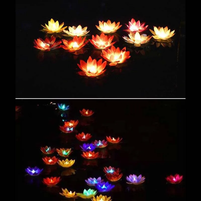 5-Color Led Colorful Lotus Lamp Creek Lotus Floating Flower-Shaped Lamp Electronic Candle Lotus Lamp Suitable For O