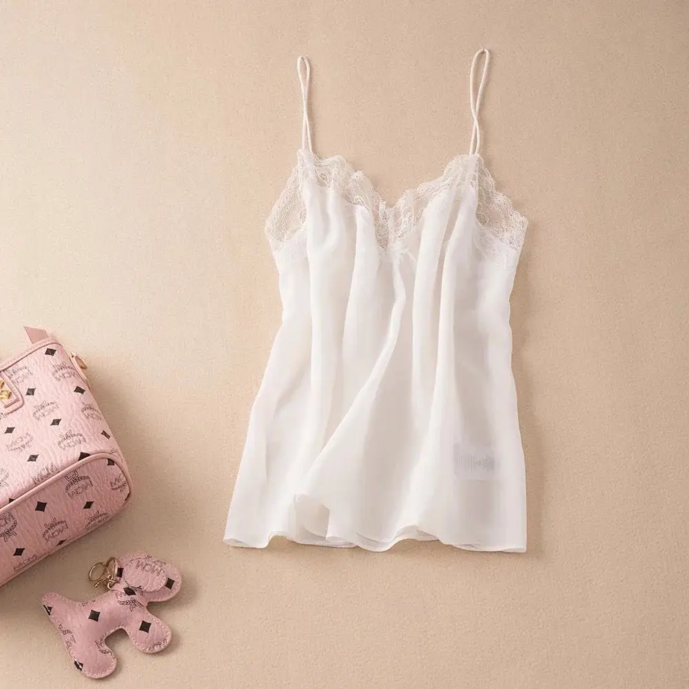 

100% Silk Women Lace Camis New Sleeveless Slip Tank Top