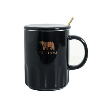 

4 color hand painted gold ceramic mug with lid spoon,Morning Mug Milk Coffee Tea Breakfast cups Drinkware teacup