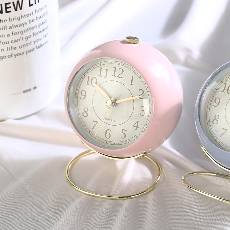 Creative Alarm Clock Light Luxury Metal Nordic Style Silent Alarm Clock