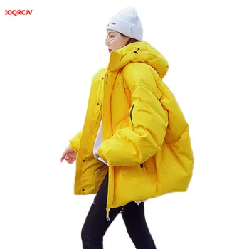 

Winter Jacket Women Short Parkas Mujer 2019 Fashion Coat Loose Hooded Jacket Female Down Cotton Coat Plus Size Overcoat W1686