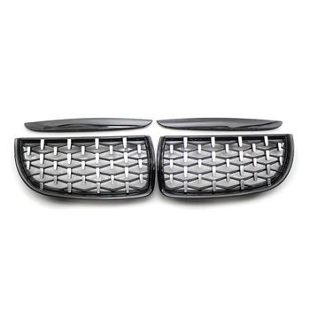 

1 Pair Diamond Kidney Grille Grill Chromed Black for BMW E90 E91 2005-2008 Front Bumper Grille Car Accessories Car Stickers