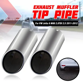 

A Pair Exhaust Tail Muffler Tip Pipe 304 Stainless Steel Anti Rust For VW Jetta MK6 2.0TDI 2.5 2011 2012 Auto Accessories
