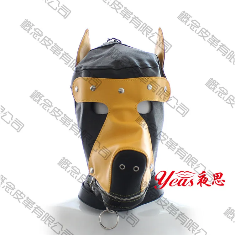 Adult Products Bound Leather Head Band with All Edges Included Lock Mask Rose Red Adjustable Head