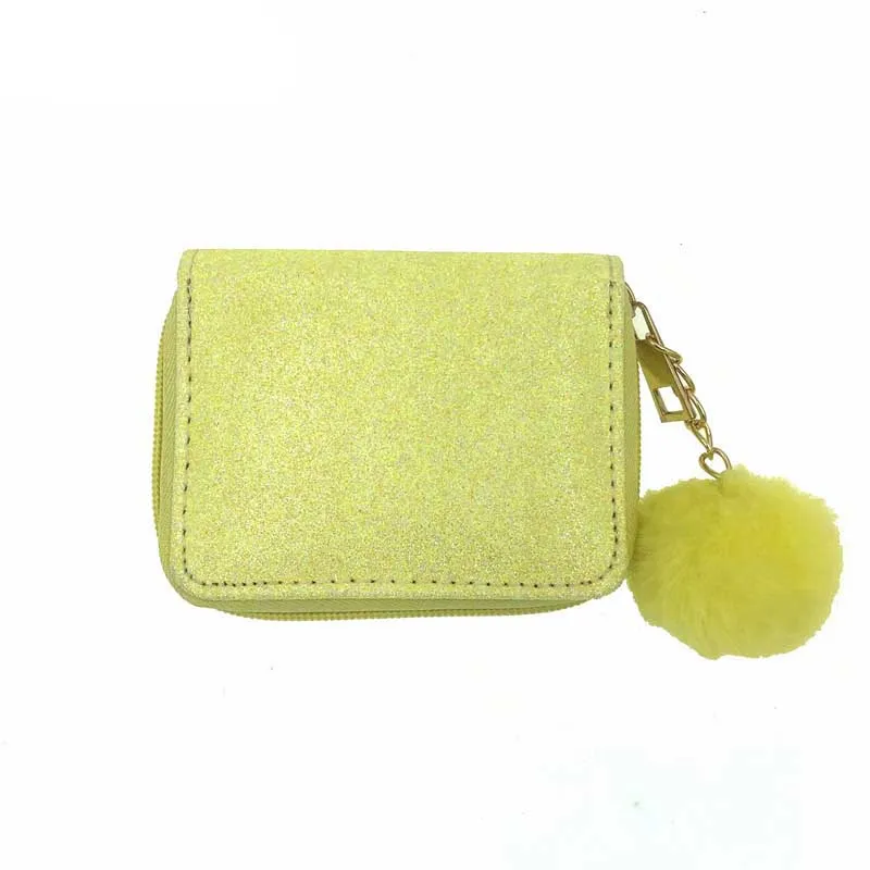 KANDRA Pom Ball Серебряный Розовый Блестящий короткий кошелек для женщин на молнии кошелек для девочек кошелек с единорогом сумка для монет держатель для карт