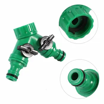 

Screw Hose Pipe Splitter 2 Way Connector Adaptor Garden Tool Quick Turn Off Tap Adapter for Garden Irrigation Watering System