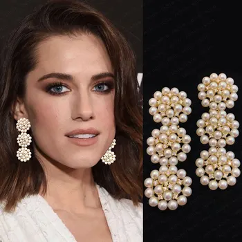 

GODKI 56mm Trendy Luxury Simulated Pearl Earrings For Women Wedding Cubic Zircon CZ Dubai Bridal Earring Bohemia Hot 2020