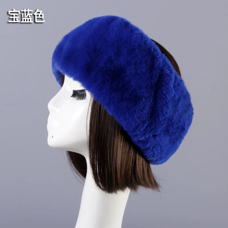 Royal Blue Женская пушистая повязка на голову из искусственного меха, леопардовая повязка на голову для девочек, мягкие толстые широкие меховые головные уборы, зимняя шапка из искусственного меха, повязка на голову, аксессуары для волос - Цвет: Royal Blue